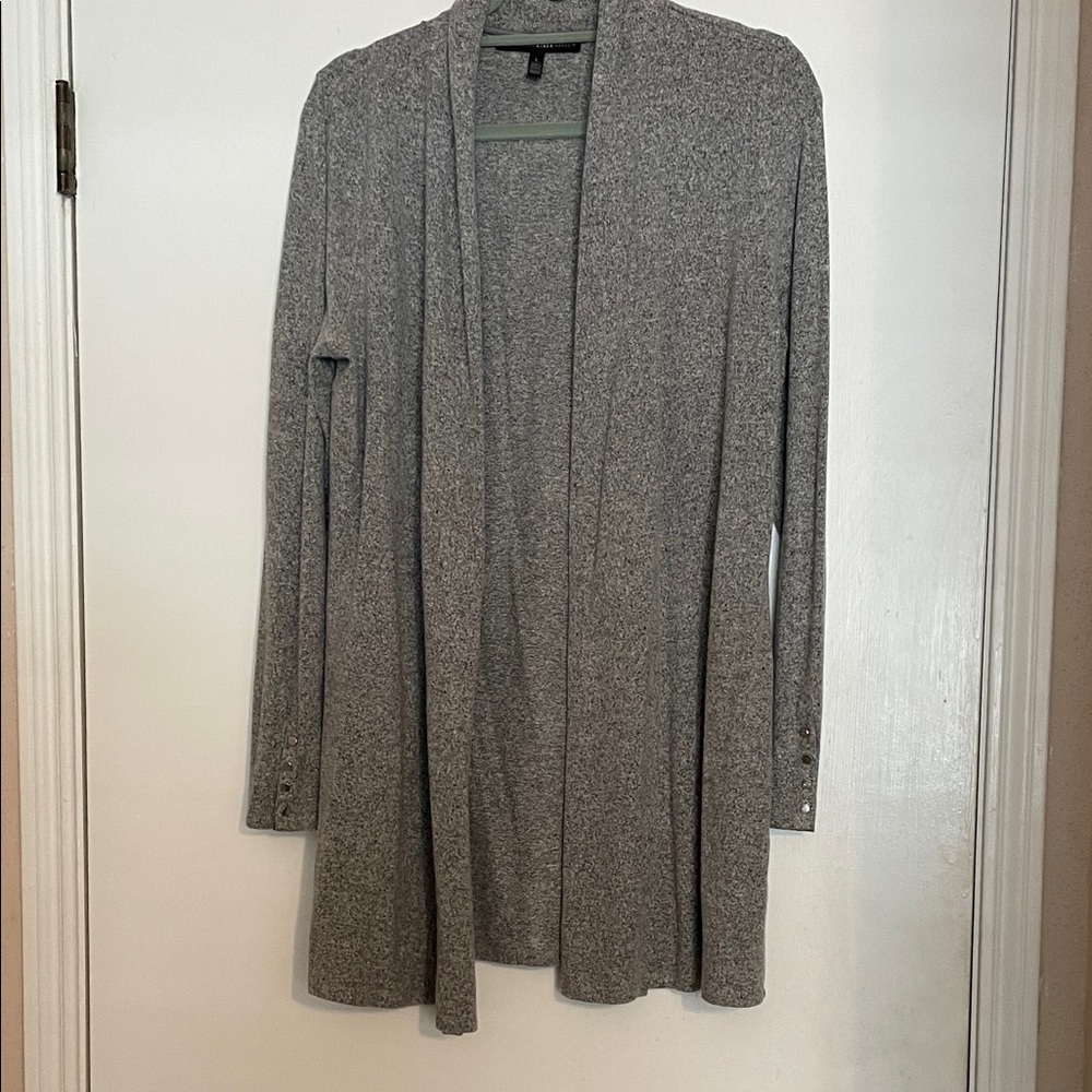 White House Black Market Heather Gray Open-Front Cardigan